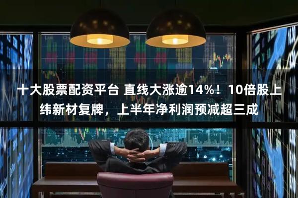 十大股票配资平台 直线大涨逾14%！10倍股上纬新材复牌，上半年净利润预减超三成